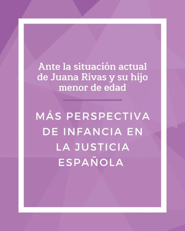 Ante la situación actual de Juana Rivas y su hijo menor de edad, #AMJE quiere recordar lo que ya dijimos en nuestro comunicado de 5 de diciembre. 💜
➡️Existe un déficit de aplicación de la perspectiva de infancia en la justicia española que ha sido detectado y advertido por organismos internacionales. Ello nos obliga a hacer una reflexión sobre si estamos protegiendo adecuadamente a los niños y niñas ante situaciones de violencia familiar.
➡️Sin esa perspectiva corremos el riesgo de ser propiciadores de situaciones de desprotección inasumibles, por lo que debemos centrar todos los esfuerzos posibles en su aplicación cuando existen instrumentos legales para ello.
Puedes leer el comunicado que publicamos en diciembre, que sigue siendo relevante, en nuestra web 👉 https://www.mujeresjuezas.es/2024/12/05/llamamiento-para-la-revision-de-actuaciones-y-adopcion-de-medidas-de-proteccion-de-la-infancia-victima-de-violencia/
#mujeresjuezas #informegrevio #justiciaespañola #perspectivadeinfancia #violenciadegenero #violenciavicaria #justiciafeminista #JuanaRivas