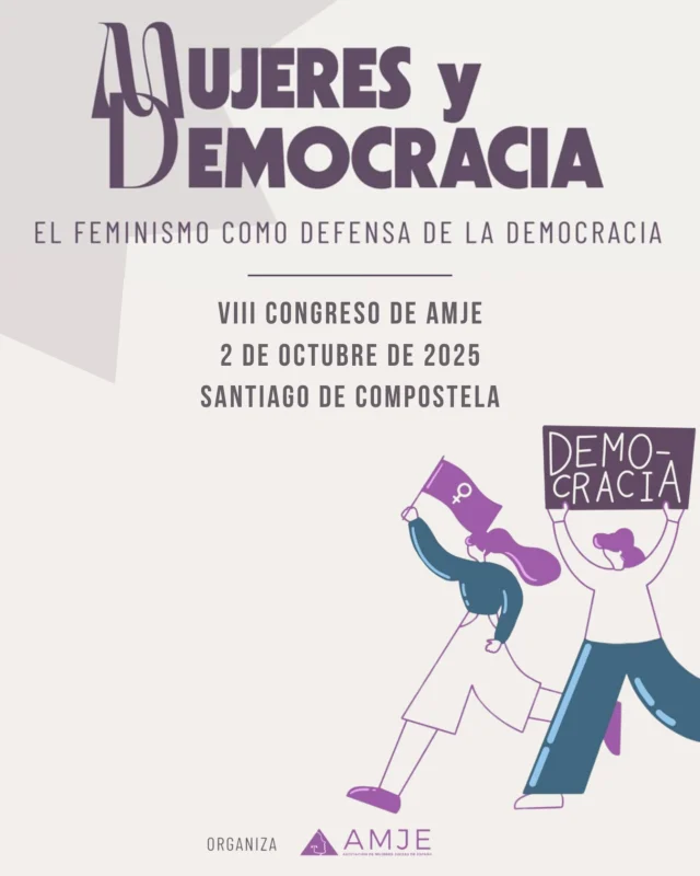 Afrontamos tiempos inciertos en los que discursos negacionistas, excluyentes, xenófobos y discriminatorios ocupan espacios antes basados en la defensa de la Paz y los Derechos Humanos.
El sistema patriarcal ha encontrado en estos discursos un asidero perfecto. Frente a él, el feminismo se mantiene y se reafirma como un movimiento universal, necesario e imprescindible para defender los valores democráticos.⚖️
Con esta certeza y bajo el título “Mujeres y Democracia”, organizamos y presentamos el VIII Congreso Anual de AMJE, que tendrá lugar en Santiago de Compostela el día 2 de octubre y estará abierto a todo el mundo.🙌
Os animamos a acompañarnos en esta jornada, a debatir y a tejer juntas nuevas alianzas y estrategias para defender el futuro que merecemos.
Pronto compartiremos por aquí el programa completo, aunque adelantamos que contará con voces de mujeres que, desde diferentes ámbitos, comparten este compromiso.💜
Gracias a Fusa Estudio Creativo @fusa.studio por el maravilloso diseño del cartel.✨
#mujeresjuezas #VIIICongresoAMJE #MujeresyDemocracia #perspectivadegenero #Palestina #feminismos #feminismo #democracia #derechoshumanos